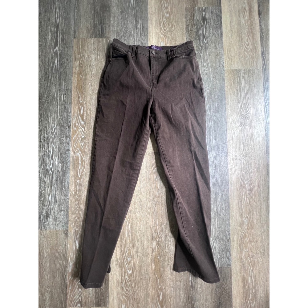 Gloria Vanderbilt Amanda‎ Jeans Womens 12 Brown Excellent High Rise Tapered Leg